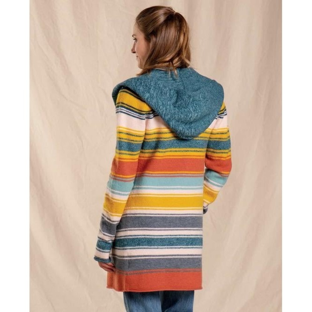 Toad&Co Sweater Heartfelt Merino Hoodie S 100% Wool Striped Cardigan Gooseberry - Picture 2 of 12